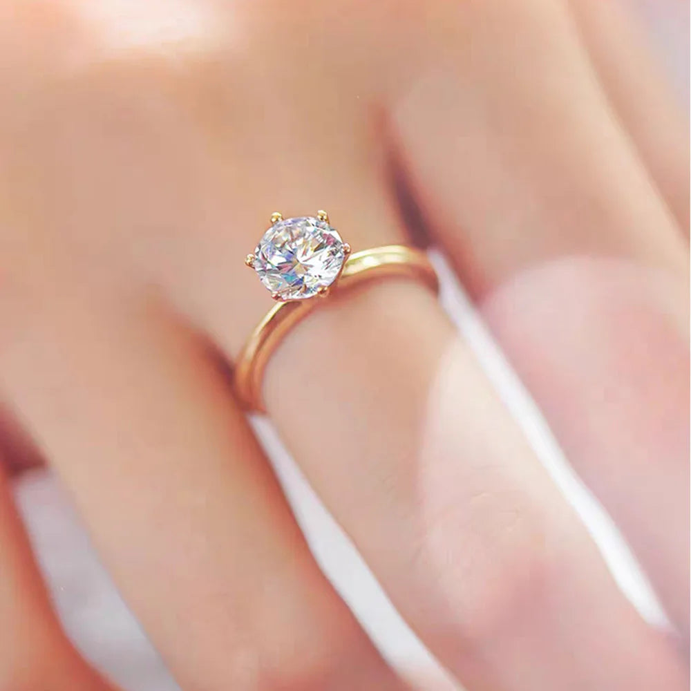 Eterna Moissanite Round Cut Solitaire Gold Ring