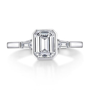 Farfala Emerald Cut Moissanite Ring