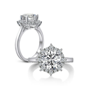 Fiocco Di Neve Snow Flake Halo Moissanite Ring