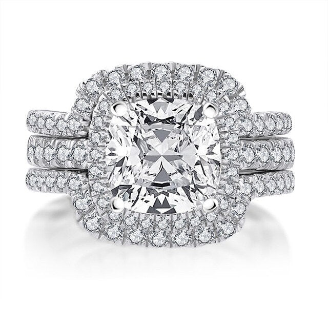 Cushion Cut Halo Moissanite Engagement Ring