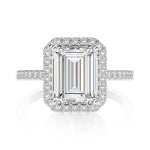 Emerald Cut Halo Eternity Moissanite Ring
