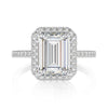 Emerald Cut Halo Eternity Moissanite Ring