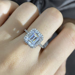 Emerald Cut Halo Eternity Moissanite Ring